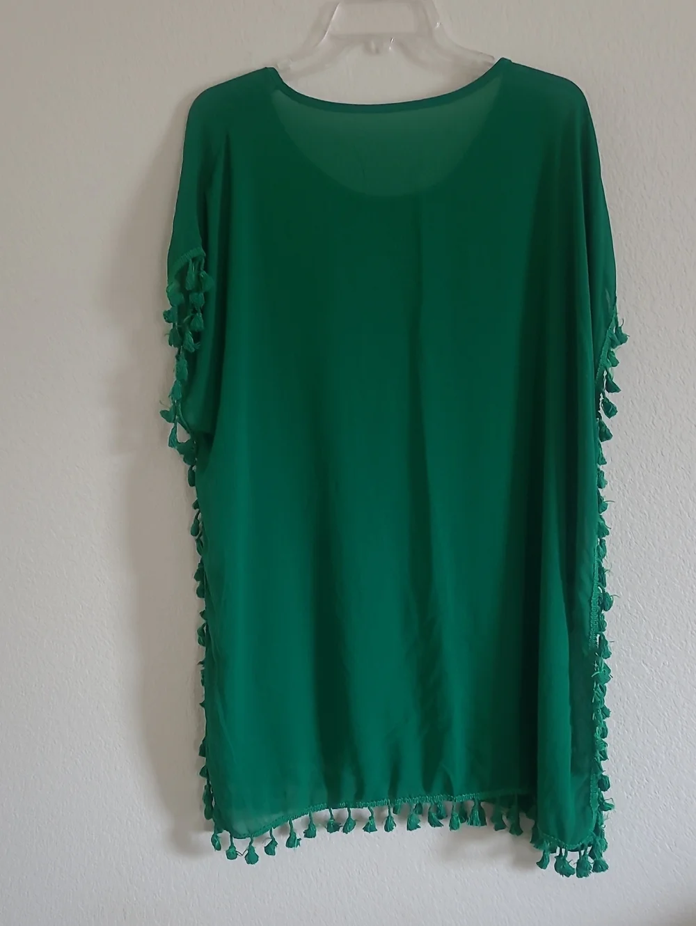 Emerald Green Tassel-Trim Tunic Swim  Over OS